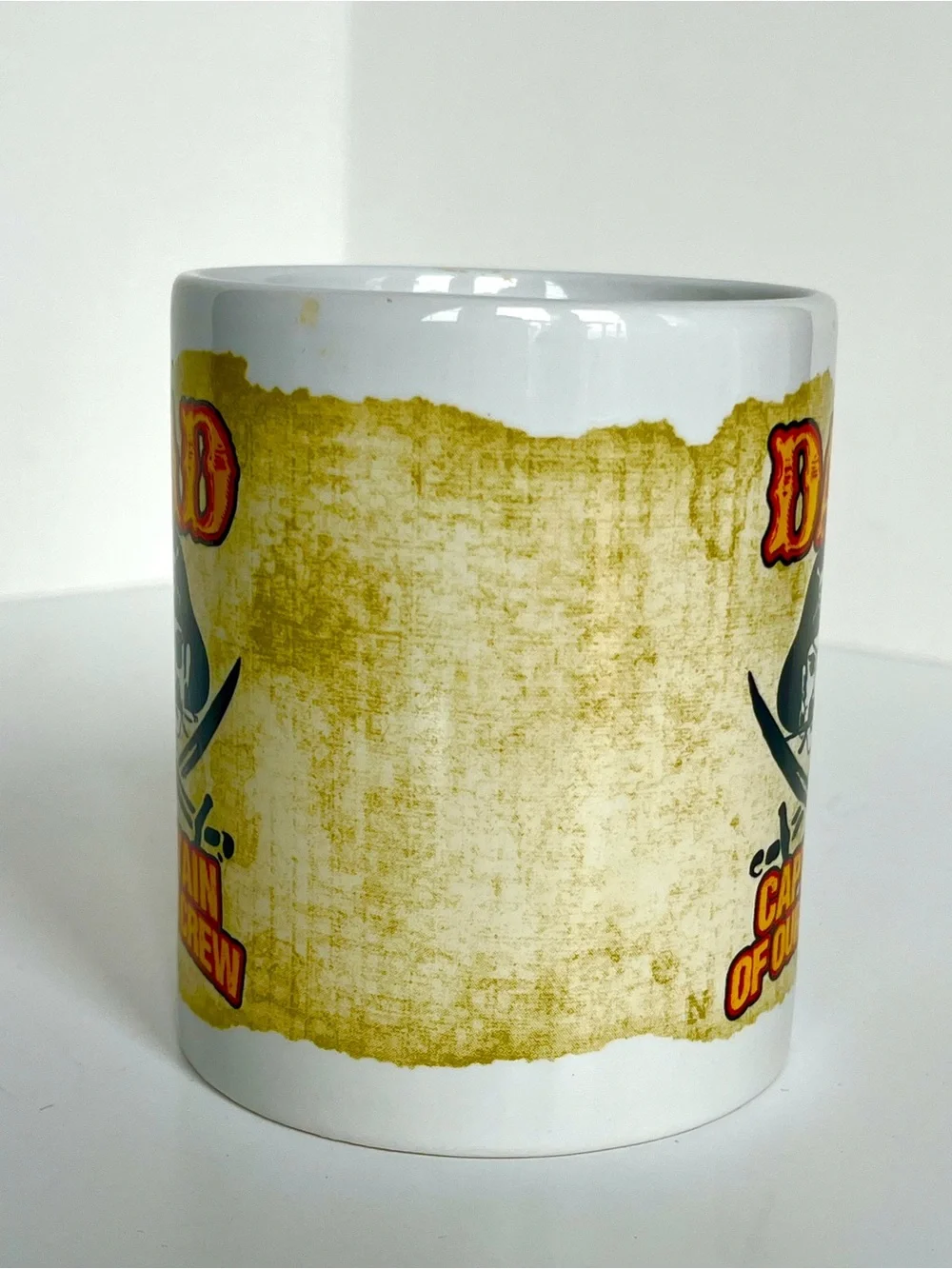 Dad Captain of Our Crew White Ceramic Coffee Mug - Pirate Design